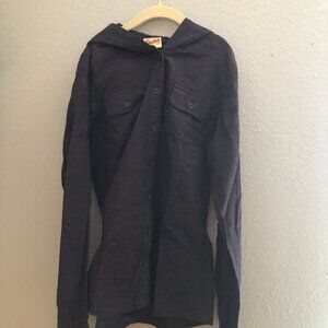 Ezekiel Girl Hooded Shirt Unisex Youth size S Black Button Front Long Sleeve